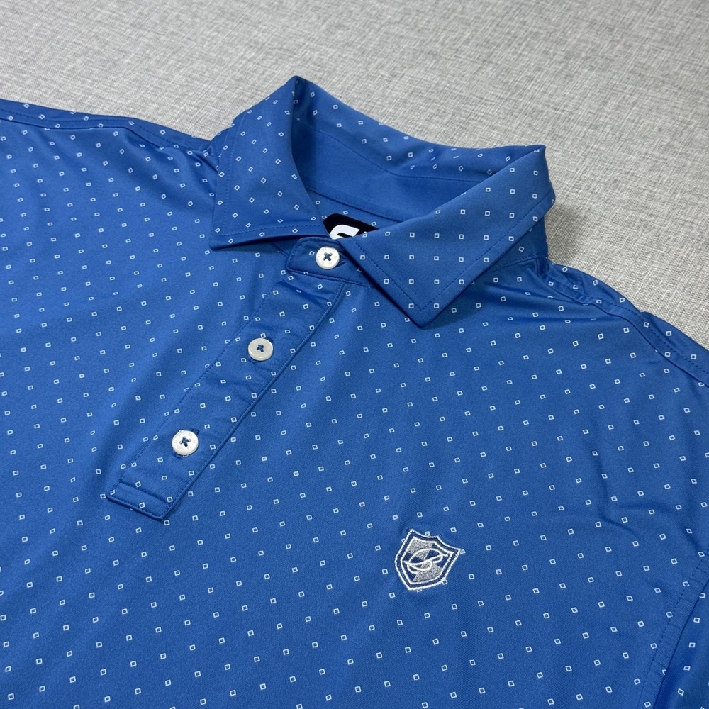 FootJoy Polo Shirt Mens XL Blue Geometric Golf Performance Polyester Spandex